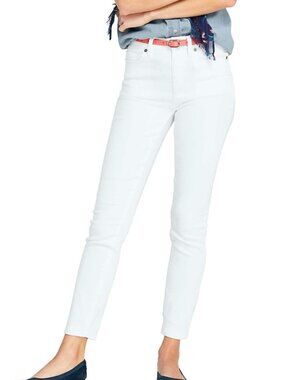 LANDS' END High Rise Slim Ankle Jean White Light Wash? High Waisted Cropped Crop